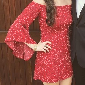 SHEIN Red Polka Dot Long Sleeve Dress